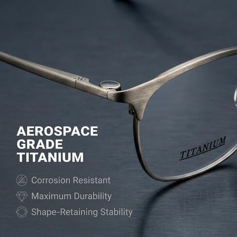 Optical Eyewear - Rectangle Shape, Titanium Full Rim Frame - for Women or Men Prescription Eyeglasses RX in Saudi Arabia