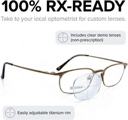 Optical Eyewear - Rectangle Shape, Titanium Full Rim Frame - for Women or Men Prescription Eyeglasses RX in Saudi Arabia