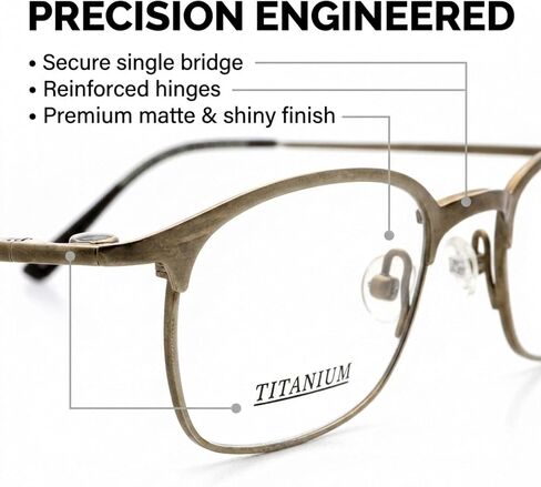 Optical Eyewear - Rectangle Shape, Titanium Full Rim Frame - for Women or Men Prescription Eyeglasses RX in Saudi Arabia