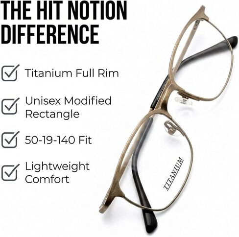 Optical Eyewear - Rectangle Shape, Titanium Full Rim Frame - for Women or Men Prescription Eyeglasses RX in Saudi Arabia