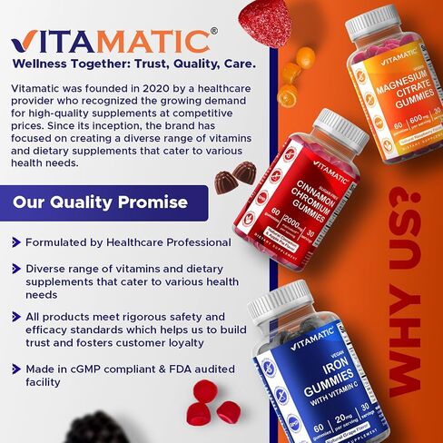 Vitamatic Methylfolate Gummies 1000 mcg – Active 5-MTHF Form – Natural Strawberry Flavor – Vegan, Non-GMO, Gluten Free – 60 Gummies in Kuwait