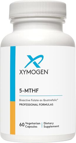 XYMOGEN 5-MTHF - 3,400 ميكروغرام مكمل حمض الفوليك النشط بيولوجيًا مع رباعي الفوليك - الميثيل والعقلية الصحية ودعم القلب والأوعية الدموية* - نباتي، غير معدل وراثيًا، خالي من الغلوتين - 60 كبسولة in Kuwait