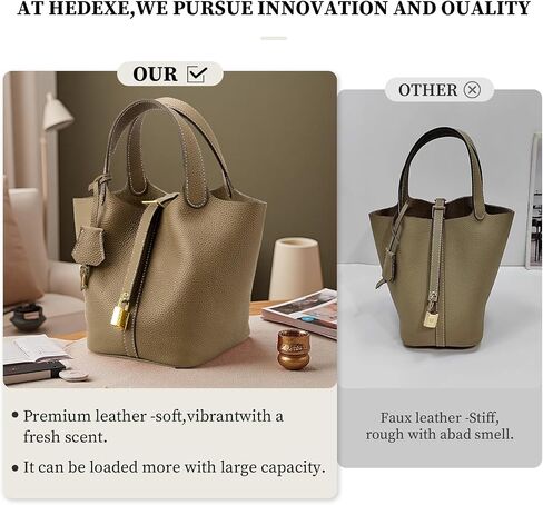 Designer Leather Bucket Bags for Women: Trendy Genuine Leather Tote Purses - Best Luxury Satchel Ladies Top-Handle Handbags for Traver & Work(Grey) in Saudi Arabia