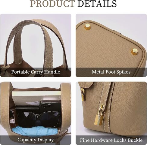 Designer Leather Bucket Bags for Women: Trendy Genuine Leather Tote Purses - Best Luxury Satchel Ladies Top-Handle Handbags for Traver & Work(Grey) in Saudi Arabia