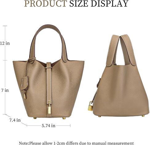 Designer Leather Bucket Bags for Women: Trendy Genuine Leather Tote Purses - Best Luxury Satchel Ladies Top-Handle Handbags for Traver & Work(Grey) in Saudi Arabia