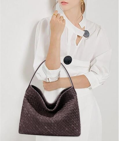JYG Women's Braided Suede Tote Bags Slouchy Shoulder Bag Trendy Crescent Satchel Purse 2025 in Saudi Arabia