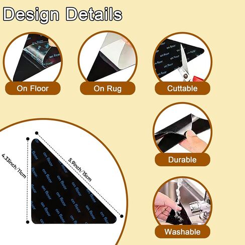 12 Pack Triangle Anti-Slip Rug Grippers Reusable Carpet Holders Prevent Curling and Sliding Perfect for Home Safety and Daily Use in Saudi Arabia