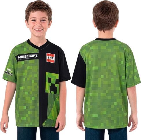 Minecraft Shirt, Oversized Soccer Shirts For Boys, Creeper Kids Soccer Jersey, Gamer Shirt in Kuwait
