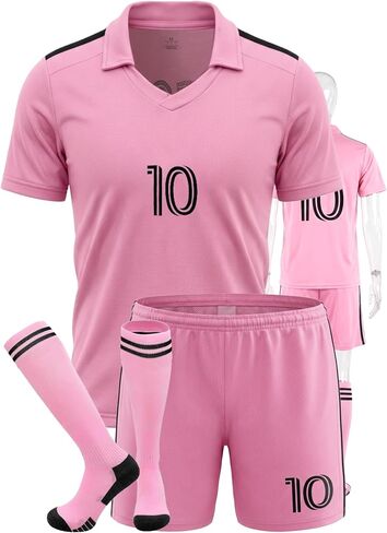 رقم 10 طقم جيرسي لكرة القدم للأطفال مع شورت وجوارب، مقاسات الشباب - زي مسامي للاعبين الصغار in Kuwait