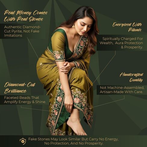 PYRA Certified Original Raw Pyrite Anklet for Women – Natural Money Magnet Crystal Payal | Pyrite Crystal Anklet for Wealth & Success | with Activation Card & Authenticity Certificate in Saudi Arabia