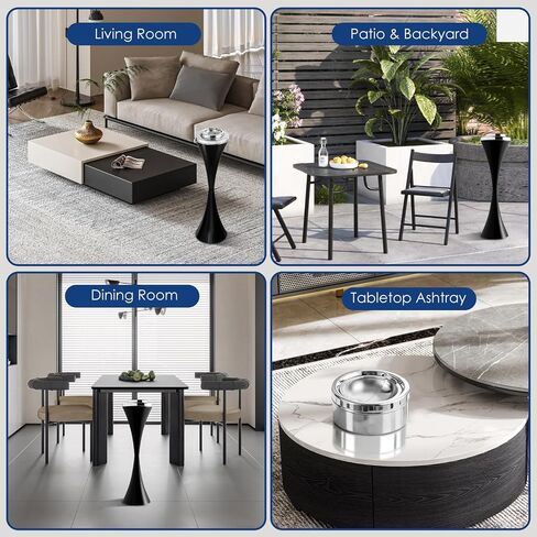 Standing Ashtray, 23" Detachable Outdoor Ashtray, Metal Ash Tray Outdoors, Weighted Outdoor Ashtrays for Patio, Tall Large Ashtrays for Smokers Indoor Easy to Clean Black Father’s Day Gift in Saudi Arabia