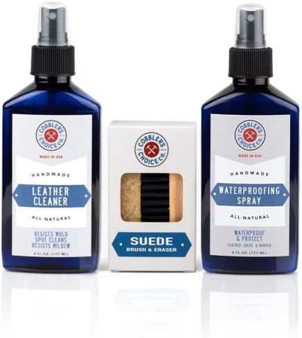 Cobbler's Choice Suede & Nubuck Care Kit - Cleaner, Waterproofing Spray, and Suede Brush & Eraser for Shoes, Boots, Bags, and Apparel in Kuwait