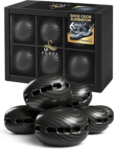 Shoe Odor Eliminator Balls 6 Pack - Greed Scent Odor Absorber - Reusable Shoe Odor Elimination - Long Lasting Smell Eliminator for Sports, Athletes, Closet, and Bags - Fragrance by Perfa in Saudi Arabia