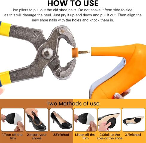 20 Pairs High Heel Replacement Tips,Shoe Heels Repair,Shoes Repair Caps in 2 Colors with Removal Pliers and Anti-Slip Pad,Round and U Shape Shoe Heel Repair Kit for Women's Shoes,5 Sizes in Saudi Arabia