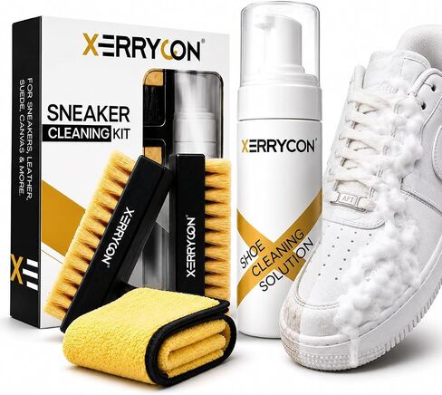 Sneaker Cleaning Kit, Foam Shoe Cleaner with Soft Brush, Stiff Sole Brush & Microfiber Towel in Saudi Arabia