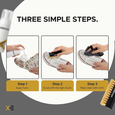 Sneaker Cleaning Kit, Foam Shoe Cleaner with Soft Brush, Stiff Sole Brush & Microfiber Towel in Saudi Arabia
