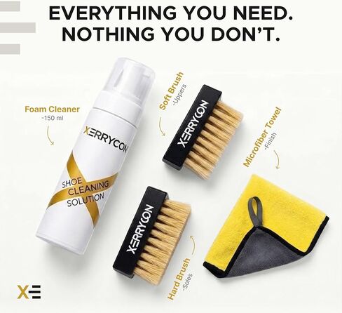 Sneaker Cleaning Kit, Foam Shoe Cleaner with Soft Brush, Stiff Sole Brush & Microfiber Towel in Saudi Arabia