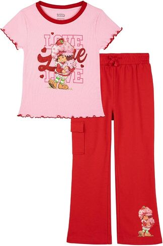 طقم تي شيرت بأكمام قصيرة وسروال واسع للفتيات من Strawberry Shortcake مكون من قطعتين من الأطفال الصغار إلى الأطفال الكبار in Kuwait