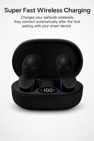 Acuvar Fully Wireless Bluetooth 5.0 Rechargeable iPX4 Water & Sweat Proof Earbud Headphones w Microphone, Touch Controls, Smart LCD Charging Case, 3D Stereo Bass and Noise Cancelling (Light Blue) in Kuwait