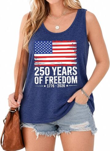 Plus Size 250th Anniversary USA Tank Tops for Women American Flag Patriotic Shirt 4th of July Sleeveless Tee Top in Saudi Arabia