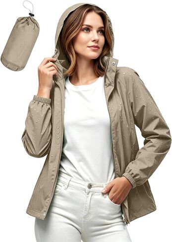 DASAYO Rain Jacket Women Waterproof with Hood Packable Lightweight Outdoor Running Hiking Hooded Travel Raincoat Windbreaker in Kuwait