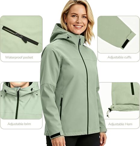 Women's Rain Jacket,Rain Coat,Waterproof Windbreaker With Hood,Lightweight Spring Jacket for Outdoor Cycling Hiking in Saudi Arabia