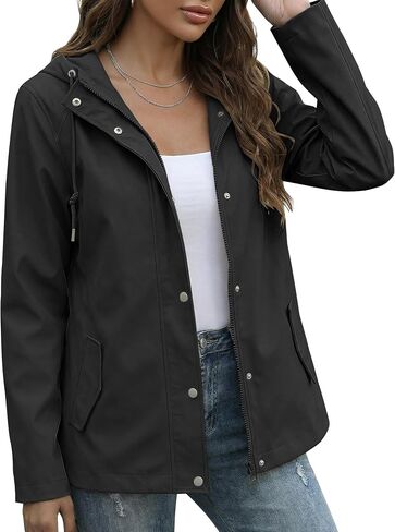 luvamia Rain Jacket Women Waterproof Lightweight Rain Coats Hiking Travel Windbreaker Raincoats with Adjustable Hood in Kuwait