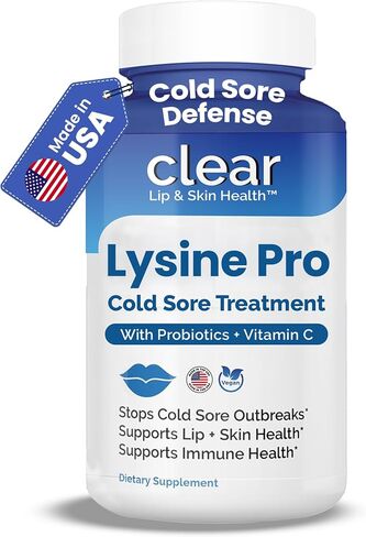 Lysine Cold Sore Treatment for Lips with Pre-Probiotics & VIT C | 1 Month Supply | Supercharged Lysine Capsules with Rhamnosus & Acidophilus for Cold Sores Relief, Skin + Gut Health & Immune Support in Saudi Arabia
