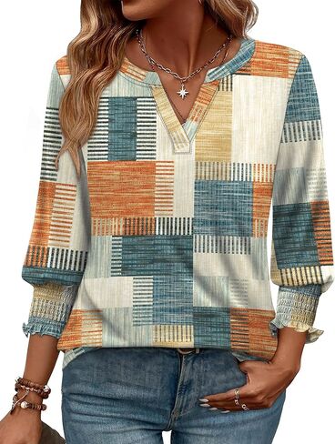 WIHOLL 3/4 Length Sleeve Womens Tops Summer Shirts Spring Vacation Outfits Dressy Casual Trendy Fall S-3XL in Kuwait