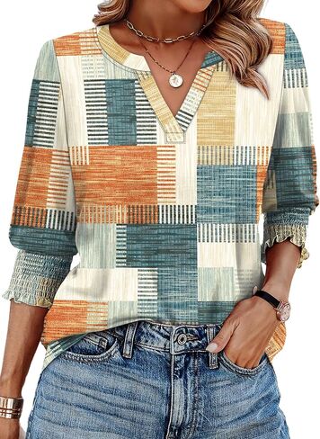 WIHOLL 3/4 Length Sleeve Womens Tops Summer Shirts Spring Vacation Outfits Dressy Casual Trendy Fall S-3XL in Kuwait