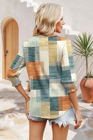 WIHOLL 3/4 Length Sleeve Womens Tops Summer Shirts Spring Vacation Outfits Dressy Casual Trendy Fall S-3XL in Kuwait