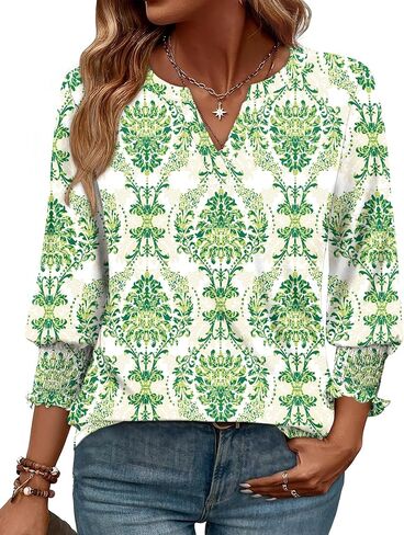 WIHOLL 3/4 Length Sleeve Womens Tops Summer Shirts Spring Vacation Outfits Dressy Casual Trendy Fall S-3XL in Kuwait