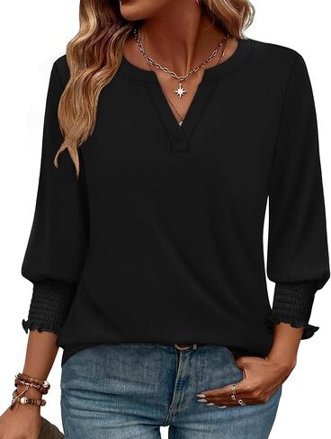 WIHOLL 3/4 Length Sleeve Womens Tops Summer Shirts Spring Vacation Outfits Dressy Casual Trendy Fall S-3XL in Kuwait