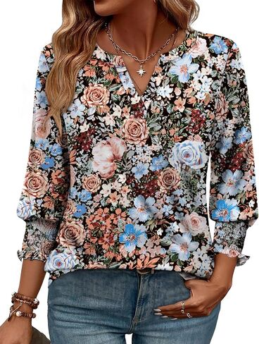 WIHOLL 3/4 Length Sleeve Womens Tops Summer Shirts Spring Vacation Outfits Dressy Casual Trendy Fall S-3XL in Kuwait