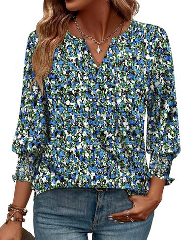 WIHOLL 3/4 Length Sleeve Womens Tops Summer Shirts Spring Vacation Outfits Dressy Casual Trendy Fall S-3XL in Kuwait