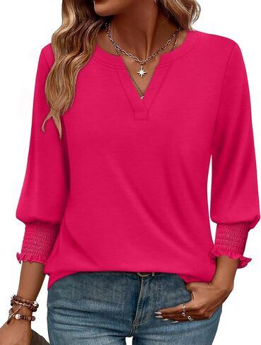 WIHOLL 3/4 Length Sleeve Womens Tops Summer Shirts Spring Vacation Outfits Dressy Casual Trendy Fall S-3XL in Kuwait