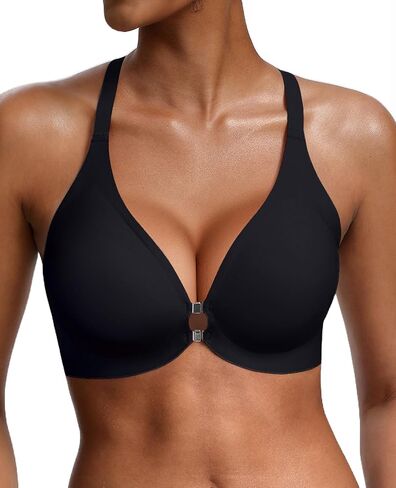 Front Closure Jelly Bras for Women No Underwire Seamless Bralettes Wireless Push Up V Neck Sports Everyday Womens Bra in Saudi Arabia