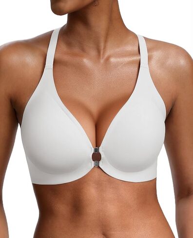 Front Closure Jelly Bras for Women No Underwire Seamless Bralettes Wireless Push Up V Neck Sports Everyday Womens Bra in Saudi Arabia
