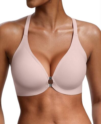 Front Closure Jelly Bras for Women No Underwire Seamless Bralettes Wireless Push Up V Neck Sports Everyday Womens Bra in Saudi Arabia