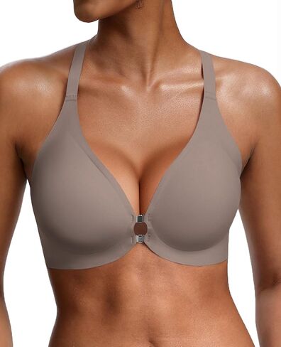 Front Closure Jelly Bras for Women No Underwire Seamless Bralettes Wireless Push Up V Neck Sports Everyday Womens Bra in Saudi Arabia