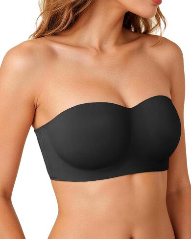 Strapless Bras for Women Jelly Supportive Bandeau Bra Non Slip Wireless Padded Push Up Seamless Tube Top Bra M-2XL in Kuwait
