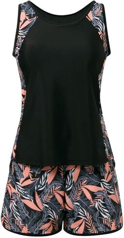 Boho Swimsuits for Women Tankini Swimsuits 2026 Tummy Control Two Piece Bathing Suits with Sporty Swim Shorts in Saudi Arabia