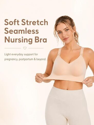 Supportive Nursing Sports Bra, Full Coverage Maternity Bra with Fixed Cups, Wireless Racerback Pregnancy Bra in Kuwait