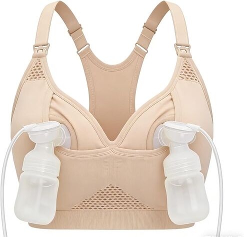4HOW Pumping Bra Hands Free, Nursing Bras for Breastfeeding, Low-Impact Racerback Padded Maternity Sports Bra in Saudi Arabia