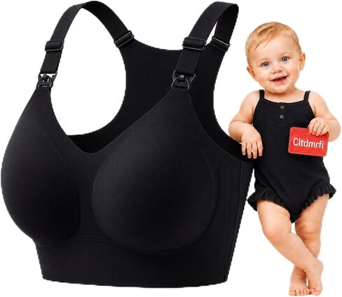Supportive Nursing Sports Bra, Full Coverage Maternity Bra with Fixed Cups, Wireless Racerback Pregnancy Bra in Saudi Arabia