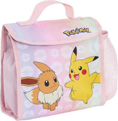 Girls Pokemon Backpack + Lunch Bag + Pencil Case 3 Piece Pikachu & Eevee College School Bag Set, Pink, Backpack in Kuwait
