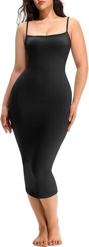 Shapewear Slip Dress for Women Under Dress Tummy Control Body Shaper Full Slip Spaghetti Straps Bodycon Dresses in Saudi Arabia