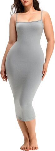 Shapewear Slip Dress for Women Under Dress Tummy Control Body Shaper Full Slip Spaghetti Straps Bodycon Dresses in Saudi Arabia