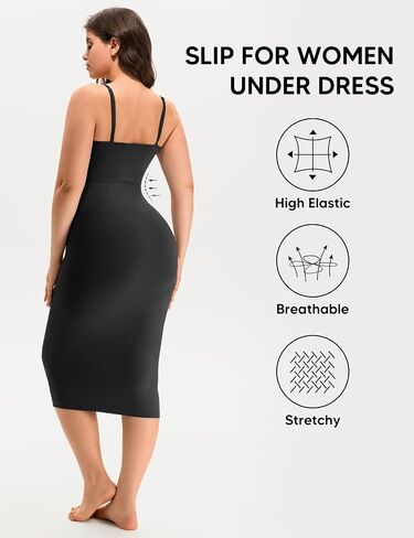 Shapewear Slip Dress for Women Under Dress Tummy Control Body Shaper Full Slip Spaghetti Straps Bodycon Dresses in Saudi Arabia