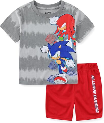 تي شيرت SEGA Sonic the Hedgehog للأولاد بأكمام قصيرة ومجموعة قصيرة شبكية للأطفال الكبار in Kuwait